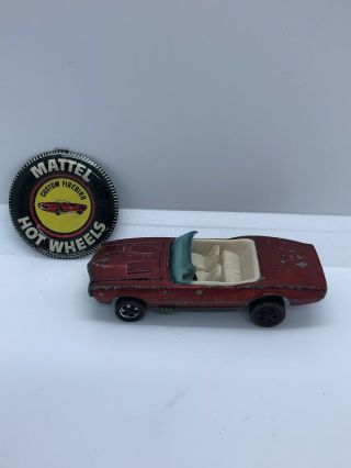 Vintage Hot Wheels Redline Custom Firebird Red W/ White Interior W/ Orig.  Button