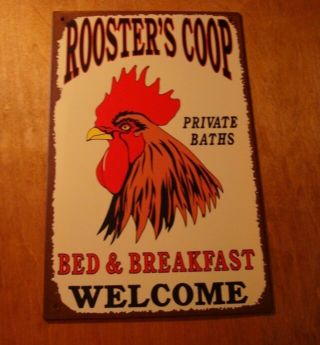 Red Rooster Bed And Breakfast Sign Country Primitive Kitchen Chicken Farm Decor