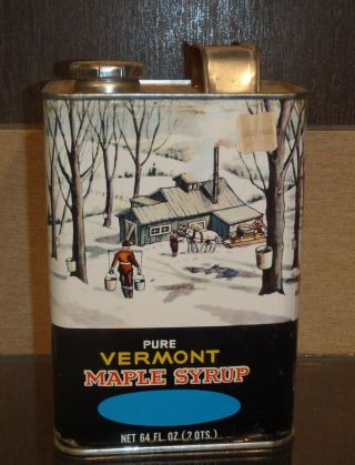 Vintage Pure Vermont Maple Syrup 1 Gallon Metal Tin For Hickory Farm Toledo Ohio