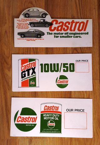 (1) Castrol Gtx 10w/50 Motor Oil (1) Heavy Duty Motor Oil (1) Shelf Talker Sign