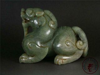 Large Old Chinese Nephrite Celadon Jade Statue Powerful Dragon Archaistic Sty.