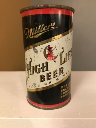 Vintage Miller High Life Beer Black Label Flat Top Can Milwaukee,  Wisconsin