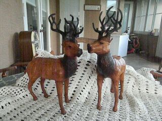 Vintage Leather Hand Made Deer Figures