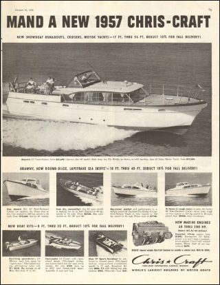 1956 Vintage ad for `1957 Chris - Craft Boats`2 - pgs Photo (091616) 2