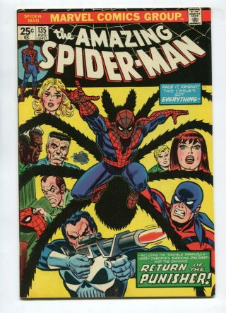 1974 Marvel Spider - Man 135 2nd Appearance Of Punisher Vf/nm B2