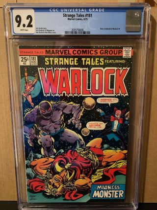Strange Tales 181 Cgc 9.  2 White Pages Marvel Comics Warlock 1975