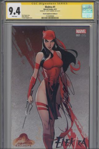 Elektra 1 Cgc Ss 9.  4 Signed By J Scott Campbell “damged Read Discription ”