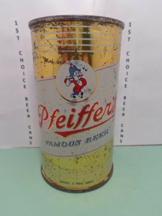 Pfeiffer Famous Flat Top Beer Can 114 - 5 Lite Blue Hat Detroit,  Michiagan