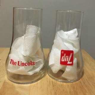 7up The Uncola Vintage Drinking Glass Rare Unique Memorabilia Set Of 2