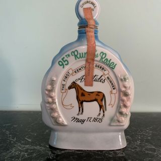 Jim Beam Decanter 95th Kentucky Derby With Pink Flowers