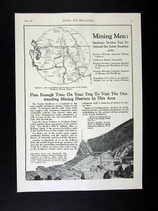 1929 Sullivan Mining Zinc Mine Plant Kellogg Id Photo Spokane C Of C Print Ad