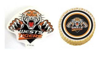 Set Of 2 Wests Tigers Team Logo Candle & Edible Icing Birthday Cake