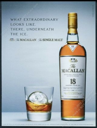 2009 The Macallan Scotch Whisky 18 Year Old Bottle Color Photo Vintage Print Ad