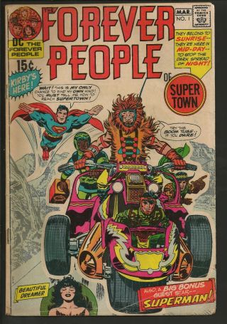 Forever People 1: 1st Full App.  Darkseid: Jack Kirby Art: 1971: Vg - 3.  5