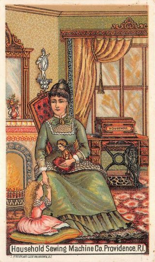 Household Sewing Machine Providence Ri Victorian Trade Card Mom Child Doll