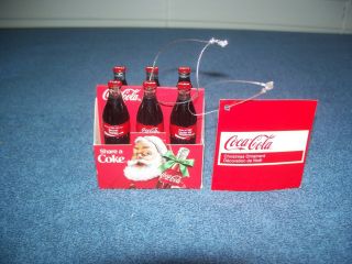Coca Cola Coke Bottles 6 Pack In Santa Carton Ornament By Kurt Adler
