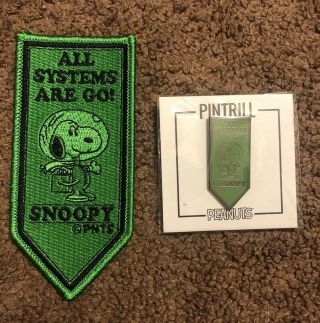 Snoopy Peanuts Sdcc 2019 Exclusive Green All Systems Are Go Patch Pin Set