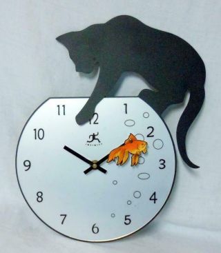 Infinity Animated Cat Goldfish Wall Clock