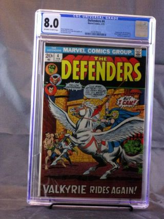 Defenders 4 Valkyrie Joins The Defenders Cgc 8.  0 Vf Off White To White Pages.