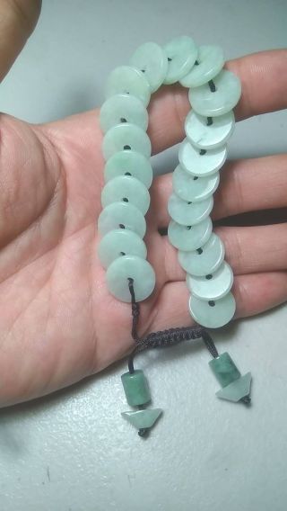 100 Natural Burmese Jadeite Jade Adjustable Woven Circle Donut Bracelet A 887