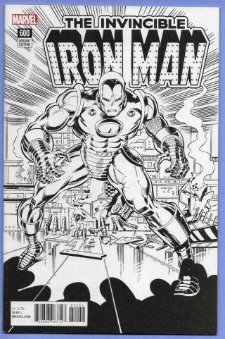 Marvel Comics Invincible Iron Man 600 1:1000 Remastered B&w Sketch Var Nm ^p