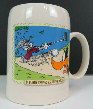 Bugs Bunny Swings Daffy Ducks Golf Stein Mug Vtg 1997 Wb Studio Store Gift