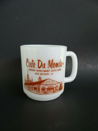 Vintage Cafe Du Monde Mug Glasbake Milk Glass Coffee Cup Orleans