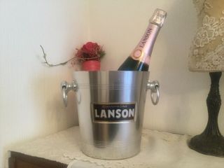 Vintage French Champagne Wine Ice Bucket Lanson Cooler Bbq Weddings Ring Handles