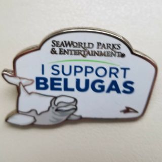 Seaworld Pin I Support Belugas Ambassador Chaser Rare Sea World Htf Whale Pin