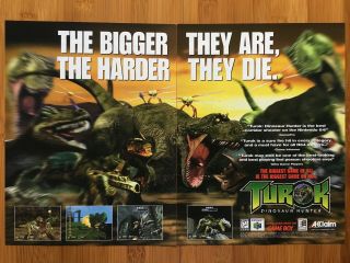 Turok Dinosaur Hunter N64 Nintendo 64 Pc 1997 Vintage Poster Ad Advert Art Rare