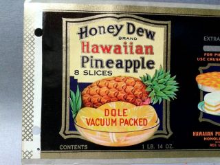 1930 ' s Vintage Honey Dew Pineapple Can Label 2