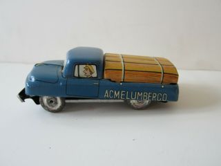 Vintage Toy Truck Metal Acme Lumber Antique 4 " Long 1 1/2 " High Blue
