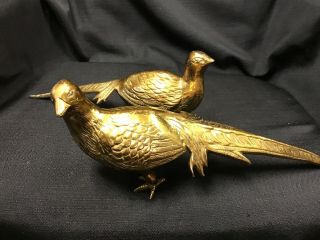 Solid Brass Pheasants,  Male & Female,  One 13 " & One 14 " Long,  Heavy