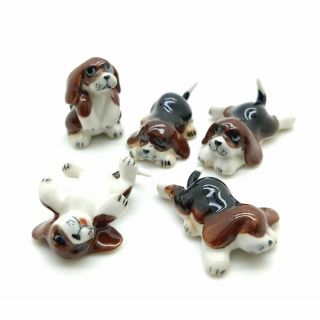 5 Beagle Dog Ceramic Figurine Animal Baby Statue - Cdg006
