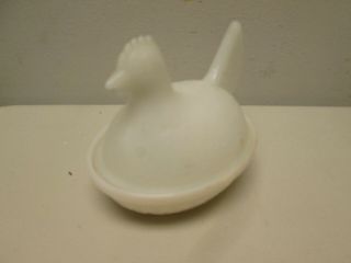 White Milk Glass Hen on Nest Covered Dish 2