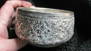 Antique Late 19th Early 20th Century Indian Kutch Solid Silver Bowl 147g