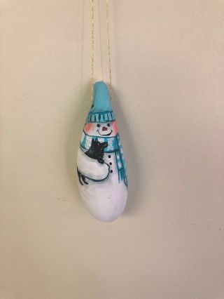 Hand Painted Snowman And Schipperke Gourd Ornament / Ann