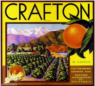 Mentone Crafton San Bernardino County Orange Citrus Fruit Crate Label Art Print