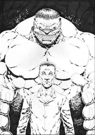 Hulk And Bruce Banner (11 " X17 ") By Ricardo Oliveira - Ed Benes Studio