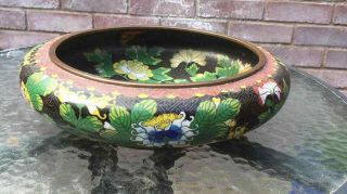 A Large Antique Chinese Lotus And Peony Cloisonne Bowl