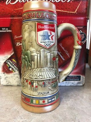 Official Anheuser Busch 1984 Los Angeles Olympics Tall Collectible Stein 4