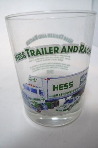 Vintage 1996 Classic Hess Truck Drinking Glass Tumbler 1992 Trailer And Racer