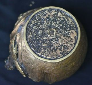 Antique Chinese or Japanese Bronze Dragon Incense Burner Vase Stamp Signed 5