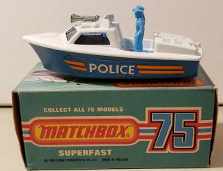 Vintage Matchbox Lesney Superfast No 52 Police Launch Boat