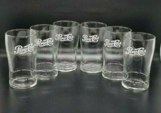 Vtg Libby Set Of 6 Pepsi - Cola Soda Fountain 8 Oz " Syrup Line " Glasses Rare White