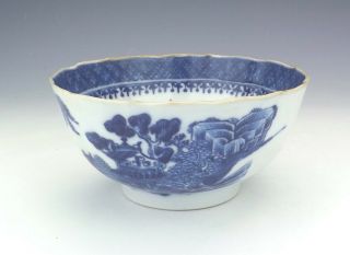 Antique Chinese Oriental Porcelain - Hand Painted Blue & White Bowl