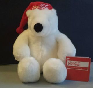 Coca - Cola Plush Polar Bear W/ Hat 2011 Tag Attached