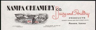 Vintage letterhead NAMPA CREAMERY CO Dairy and Poultry J M Kleiner Idaho n -, 2