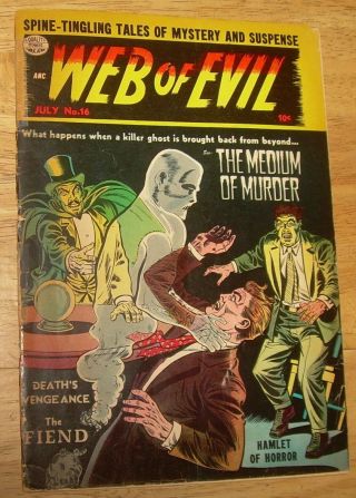 Web Of Evil Comics 16 Ace Pre - Code Horror Good - Baffling Mysteries Terror Nr