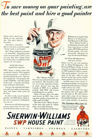 1928 Sherwin Williams House Paint Ad Painter